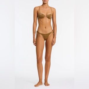 Triangl Bikini, MALA style… cup top and tie bottoms…color is yellow and sparkly